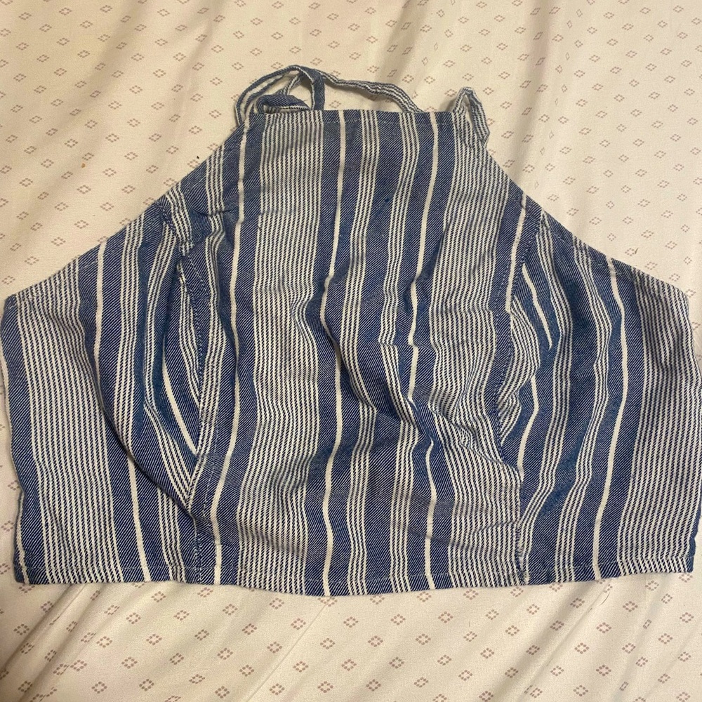 American Eagle extra small blue and white striped shirt straps cross in the back